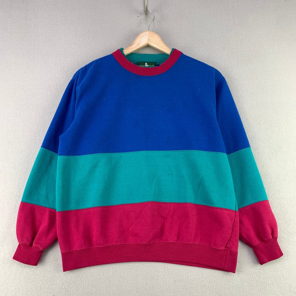 Vintage Hunt Club Sweatshirt Womens Small P Colorblock Crewneck 90s Oversized